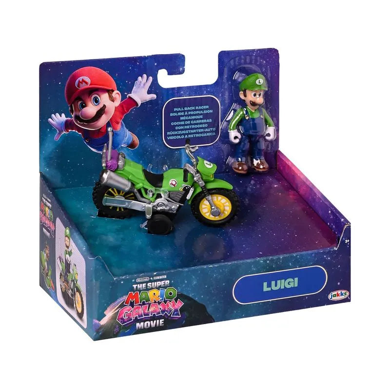 set de juguete de figura de acción de Luigi con motocicleta