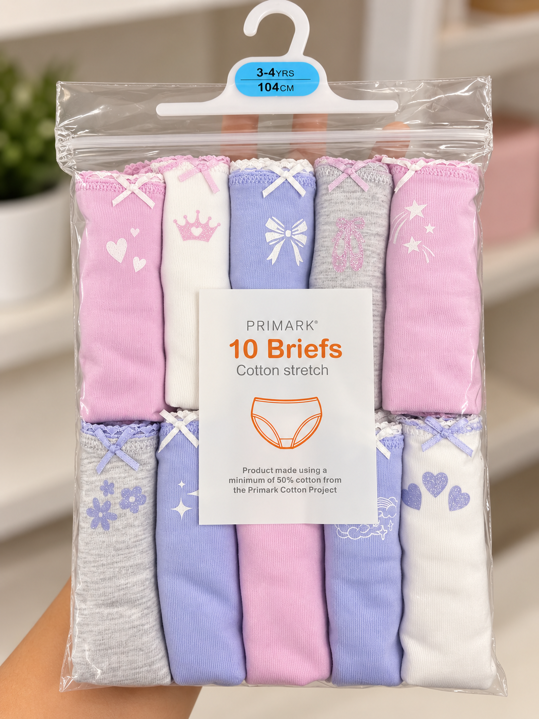 Primark Girls' 10-Pack Cotton Briefs / Panties para Niña