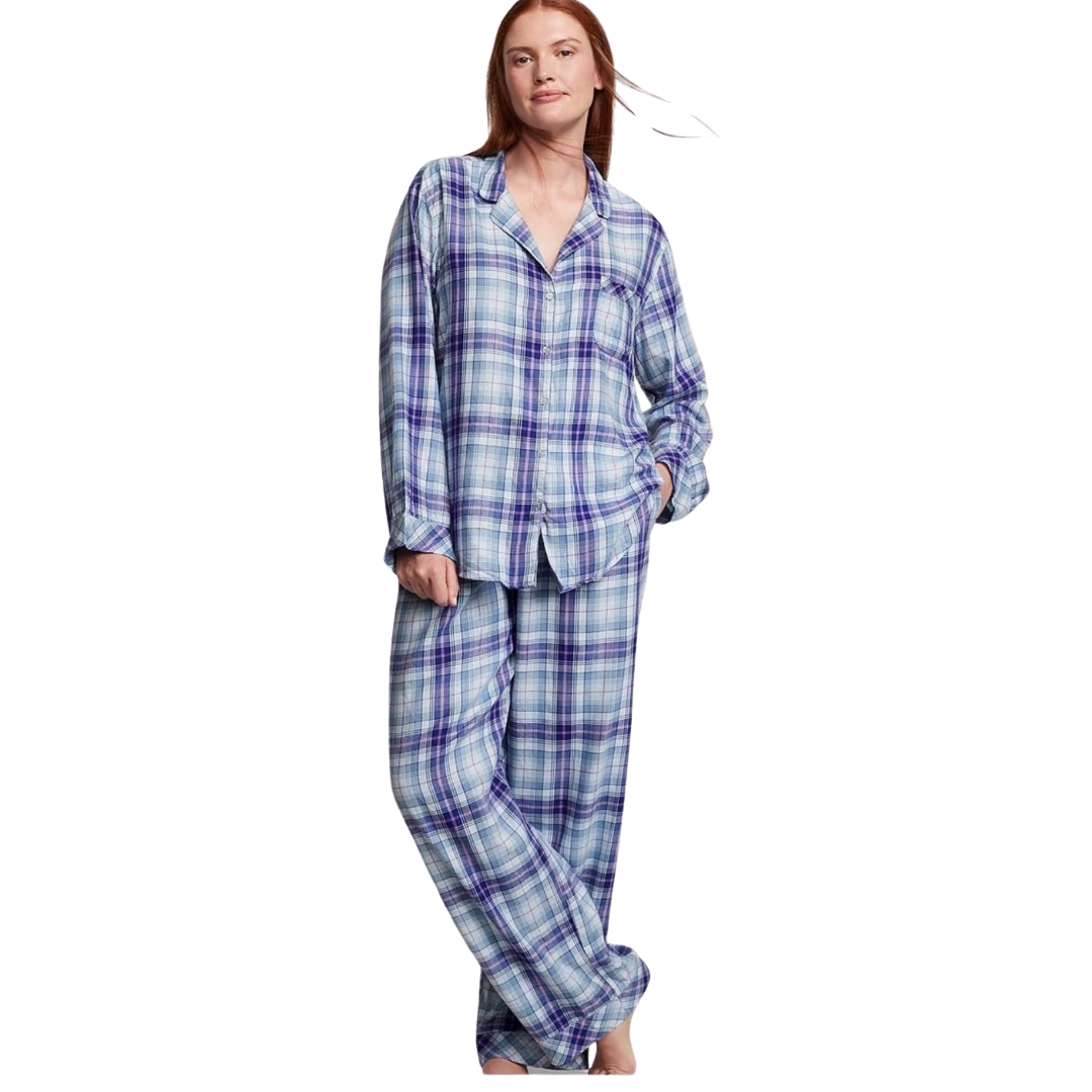 💜💙 PIJAMA VICTORIA'S SECRET MANGA LARGA CELESTE Y MORADA 💙💜