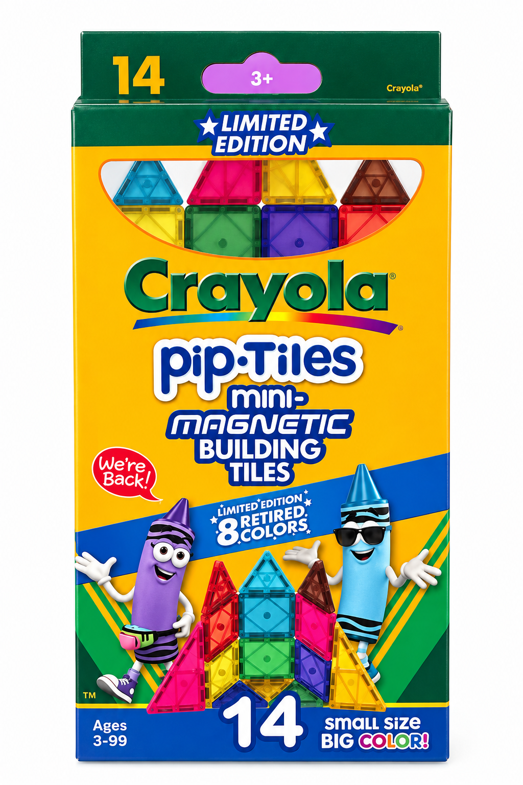 Crayola - Juego de azulejos magnéticos PIP, juego de construcción 14 pip tiles