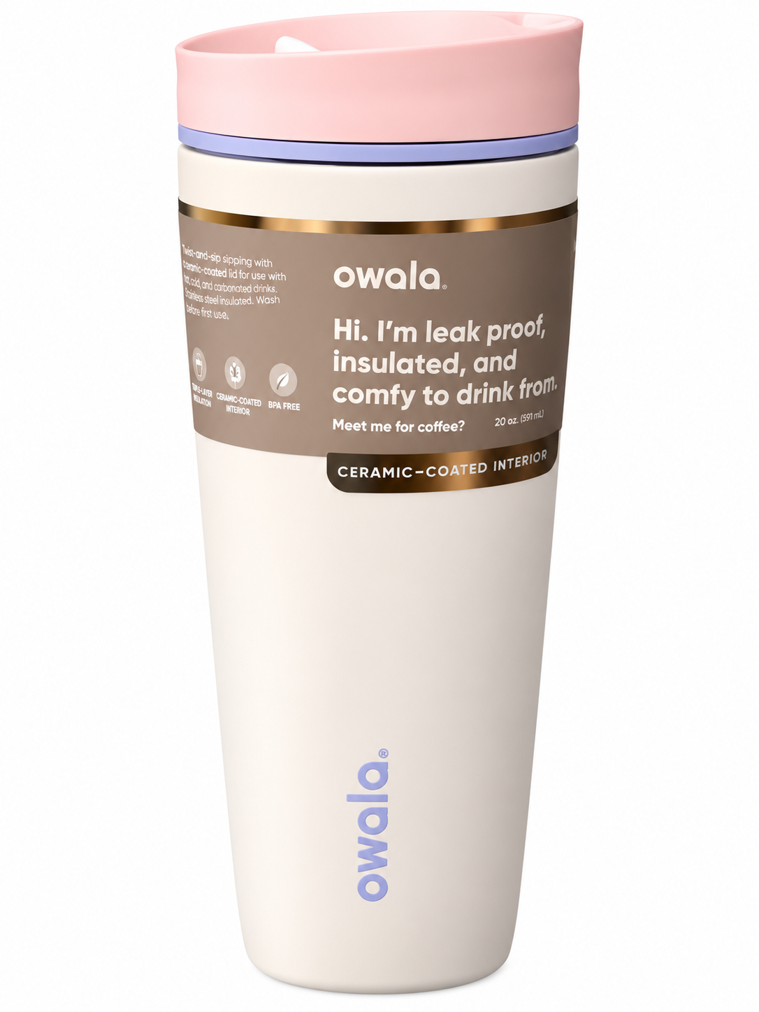 Owala SmoothSip® Slider Ceramic Interior 20oz Candy Coated