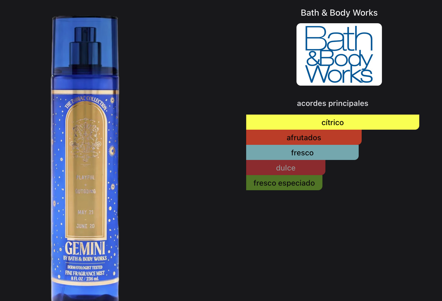 BBW Zodiac Collection Gemini Splash