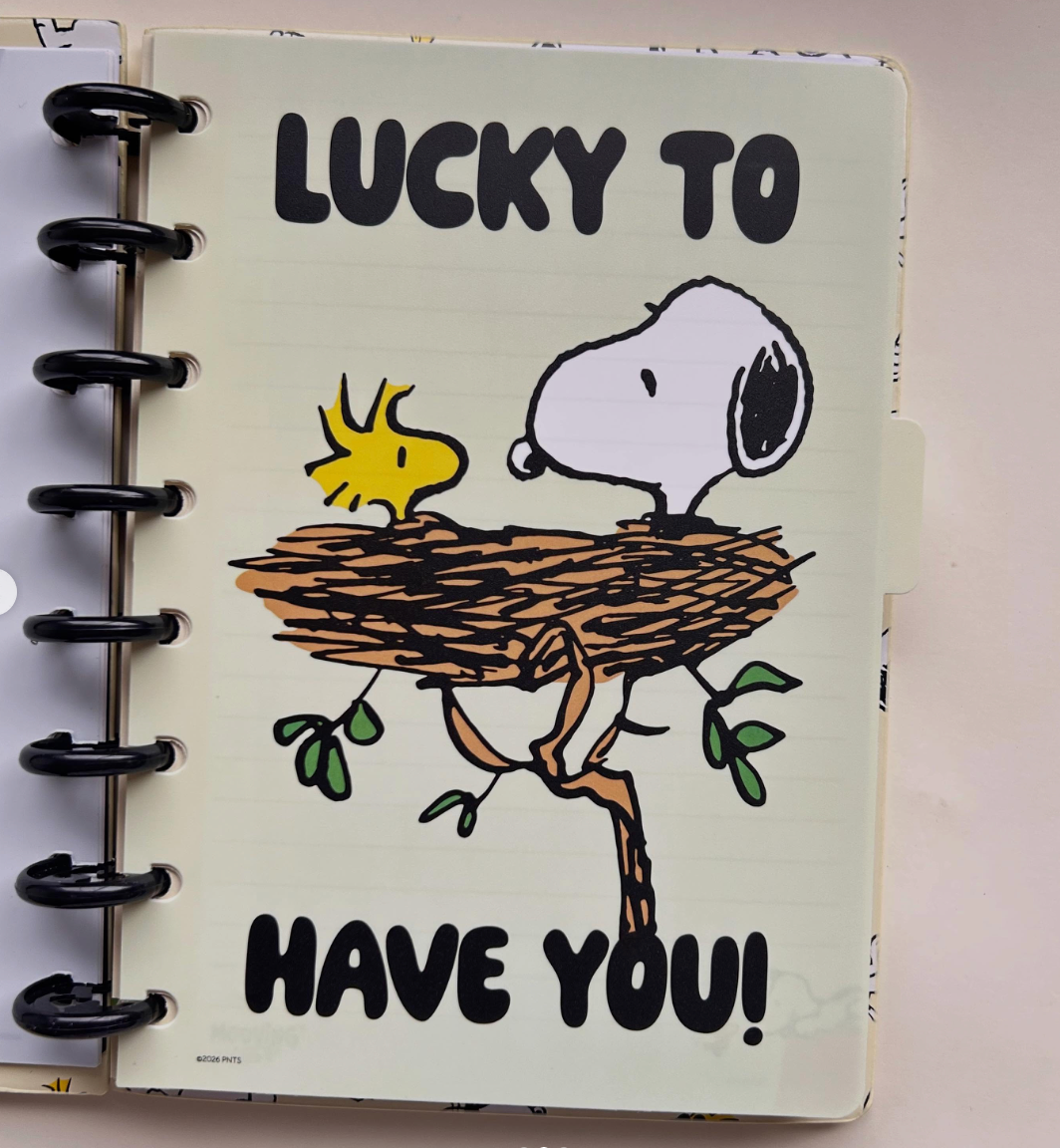 Cuaderno con sistema de discos de Snoopy