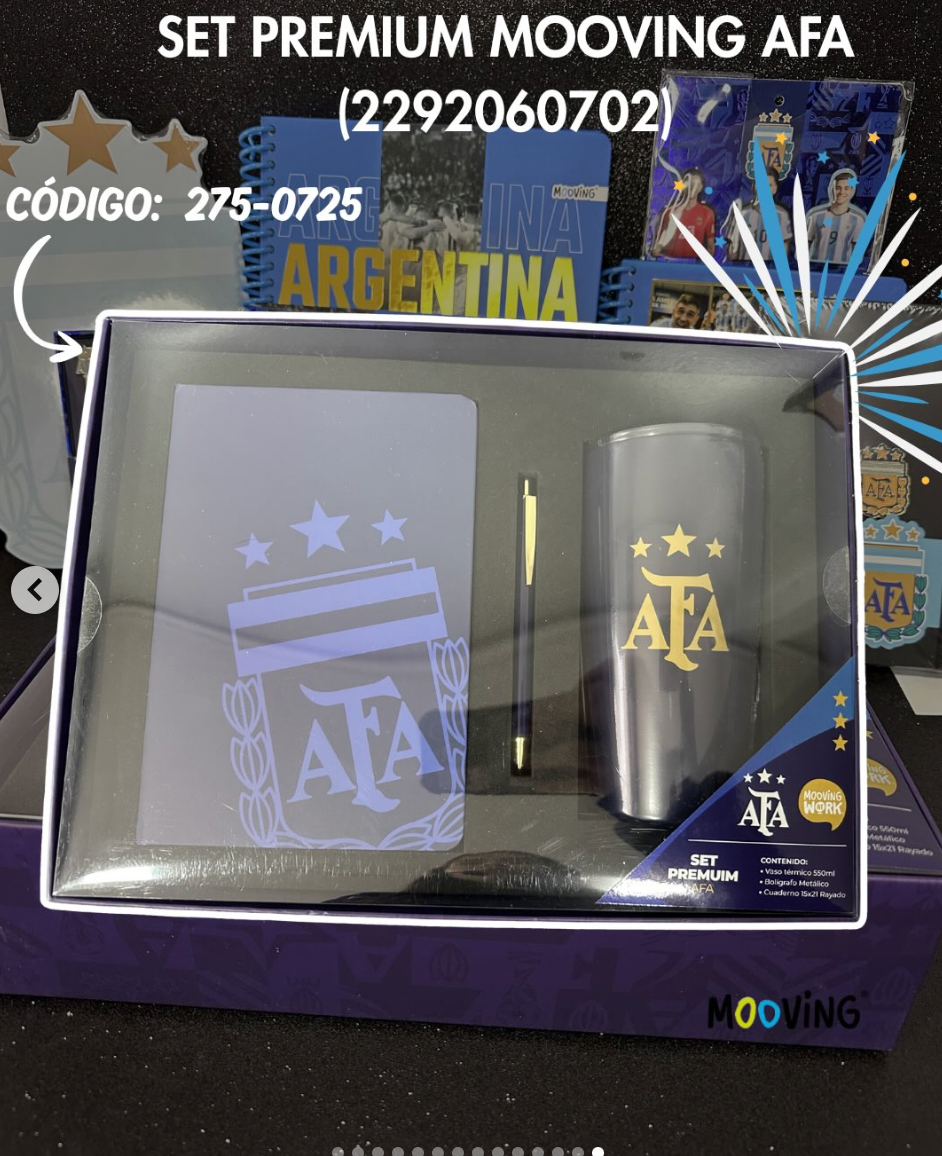 SET ARGENTINA LIBRETA + LAPIZ + VASO