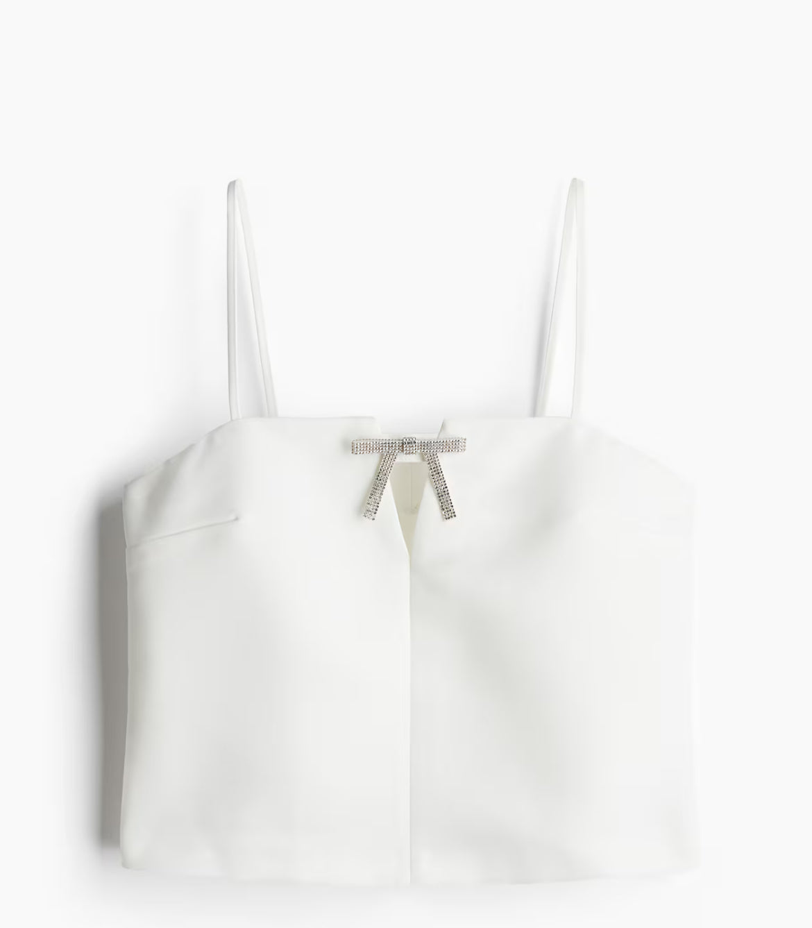 Top blanco Bow de piedritas🎀🤩