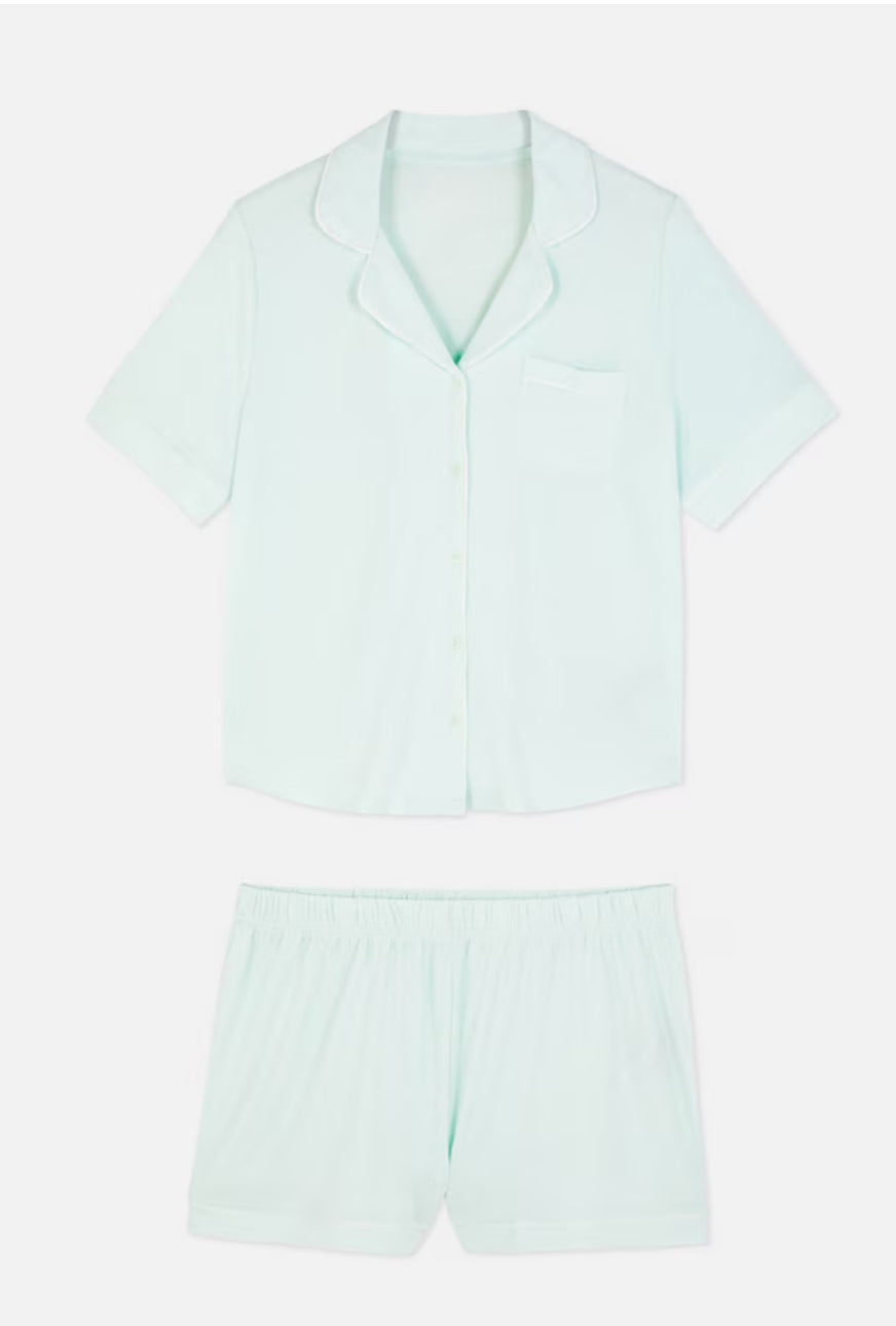 Pijama Verde Menta y Blanco