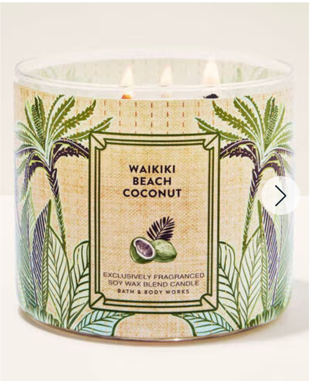 Vela de 3 Mechas Waikiki Beach Coconut