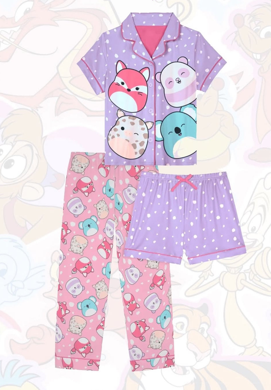 Pijama de Squishmallows 3 Pcs