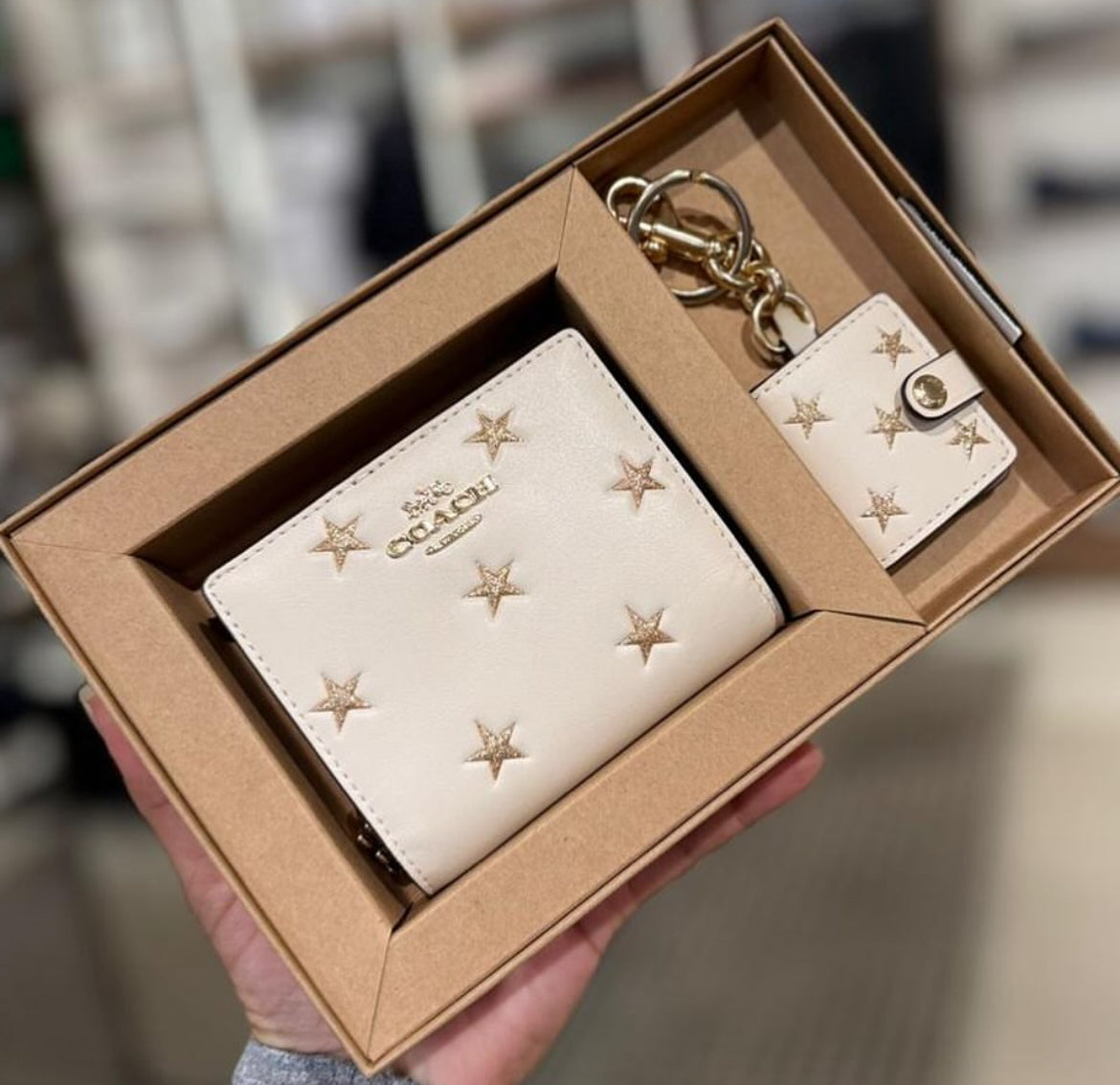 Coach Wallet And Picture Frame Bag Charm With Star Print