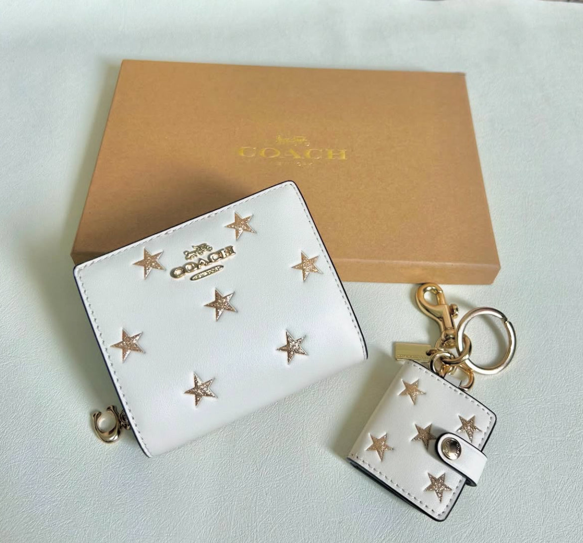 Coach Wallet And Picture Frame Bag Charm With Star Print