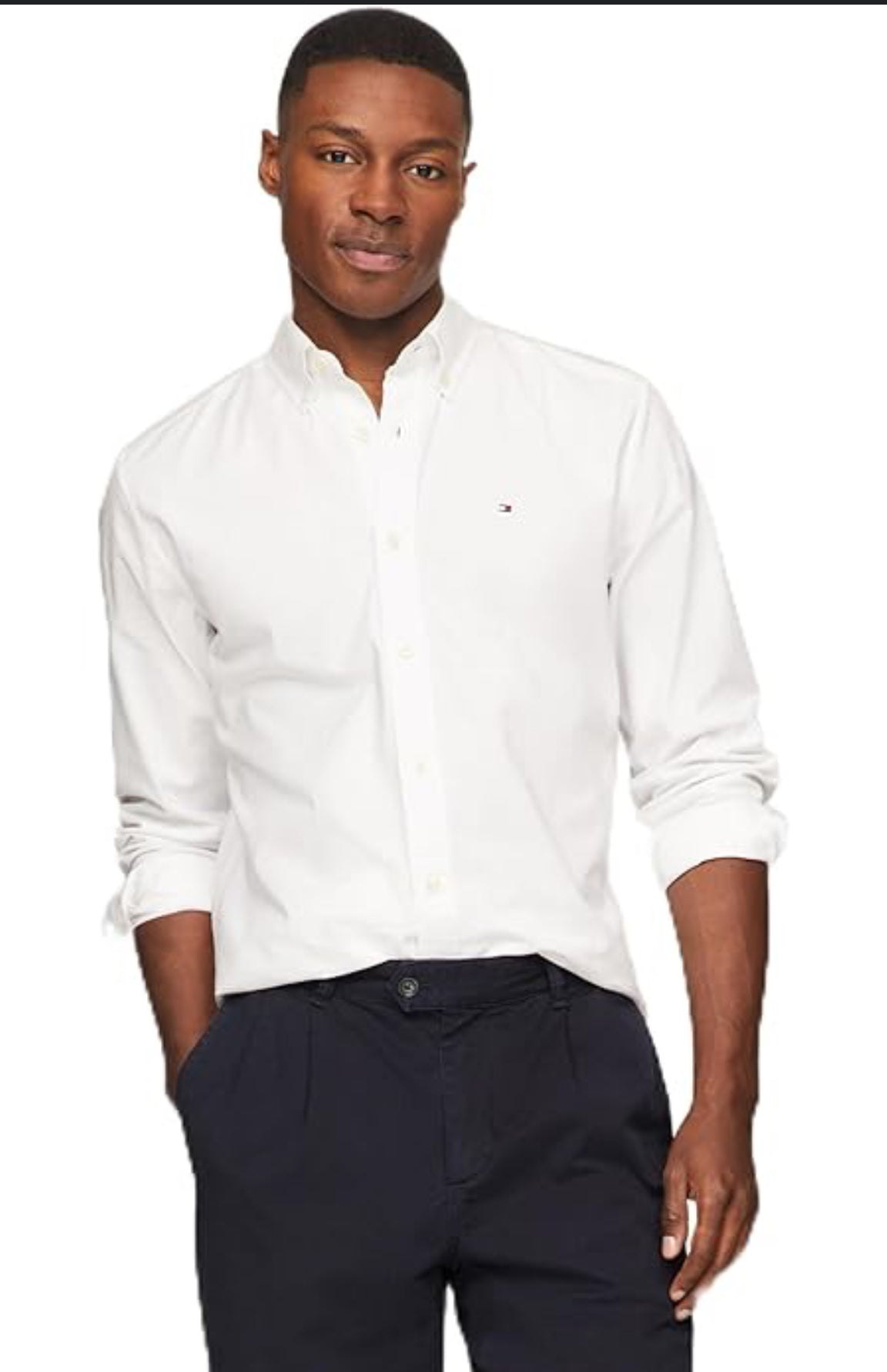 Camisa Tommy Hilfiger Blanca Manga Larga