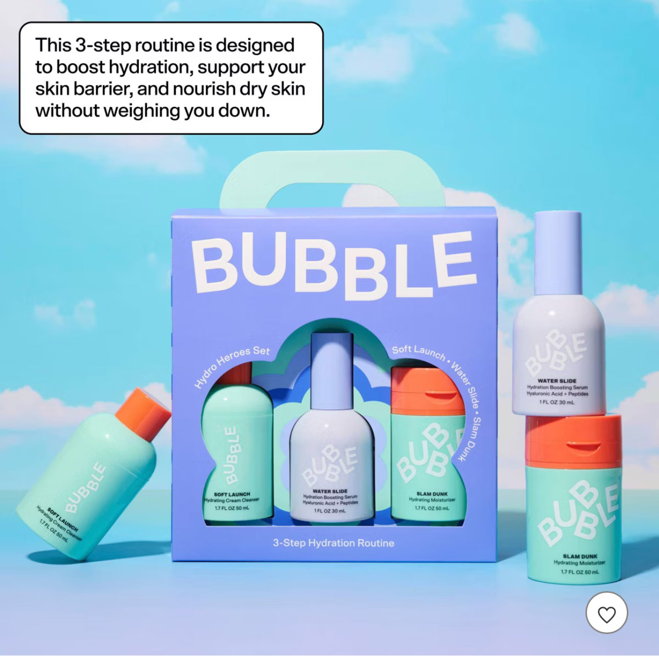 Bubble Skincare Hydro Heroes 3-Step Hydration Routine Kit