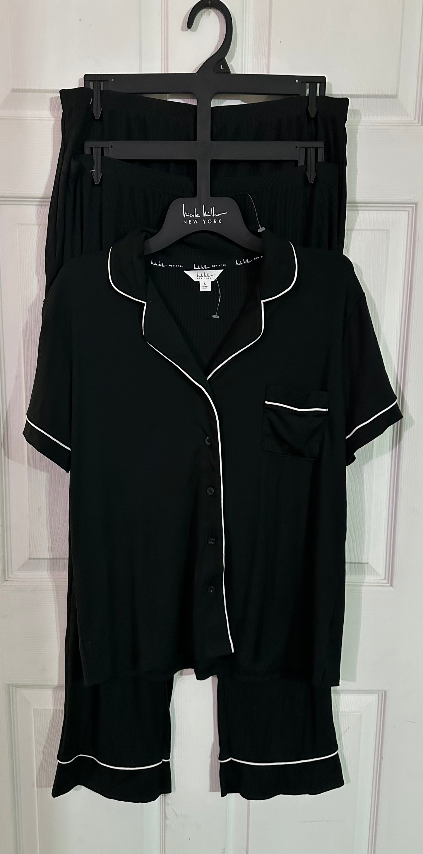 Pijama de 3 Piezas Negra con blanco