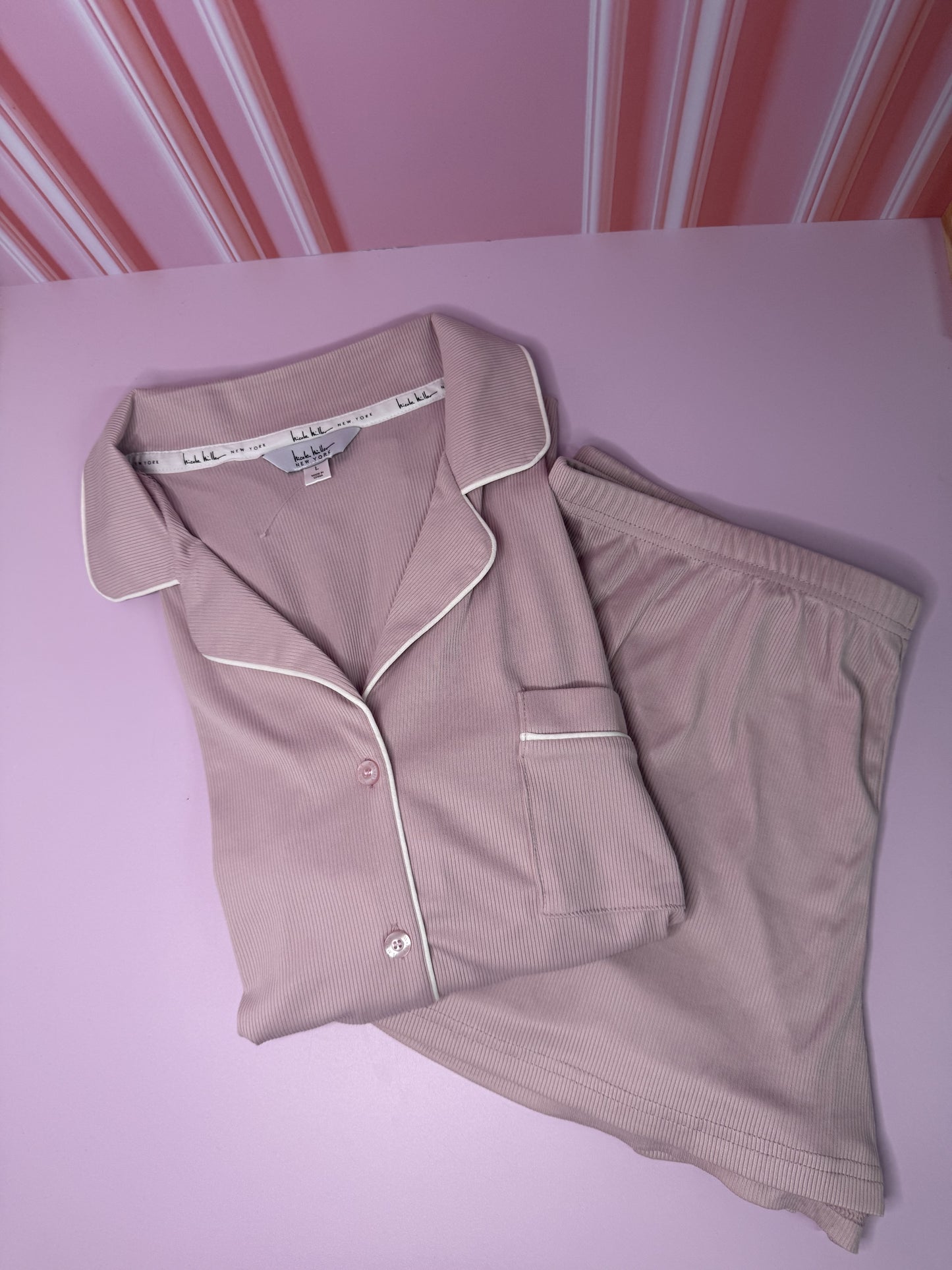 Soft Pink 🎀🤍 Pijama Short Nicole Miller