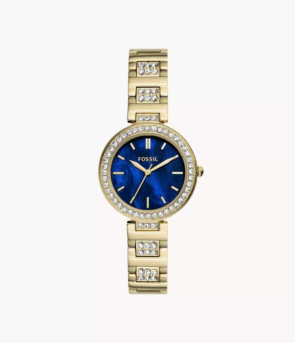 Reloj Fossil✨ Gold, Blue & Brillos✨