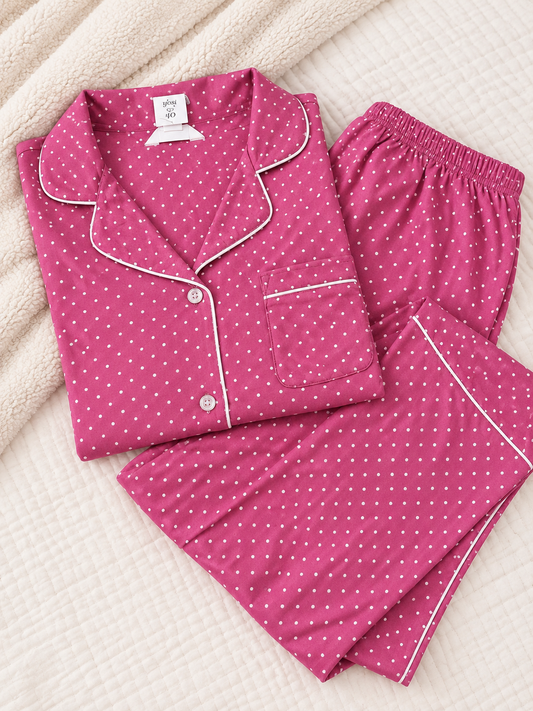 Pijama de Puntos Rosada de Pantalón