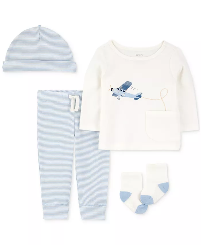 Carter's Baby Boys Airplane Top, Hat, Pants & Socks, 4 Piece Set
