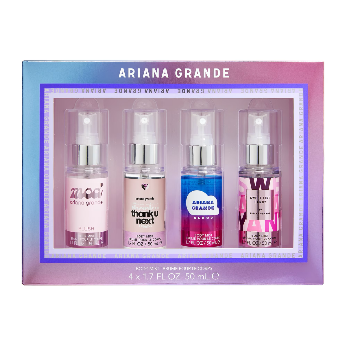 Ariana Grande 4 Pzas Body Mist 1.7 oz (Thank U Next, Cloud, Sweet Like Candy, Mod Blush)