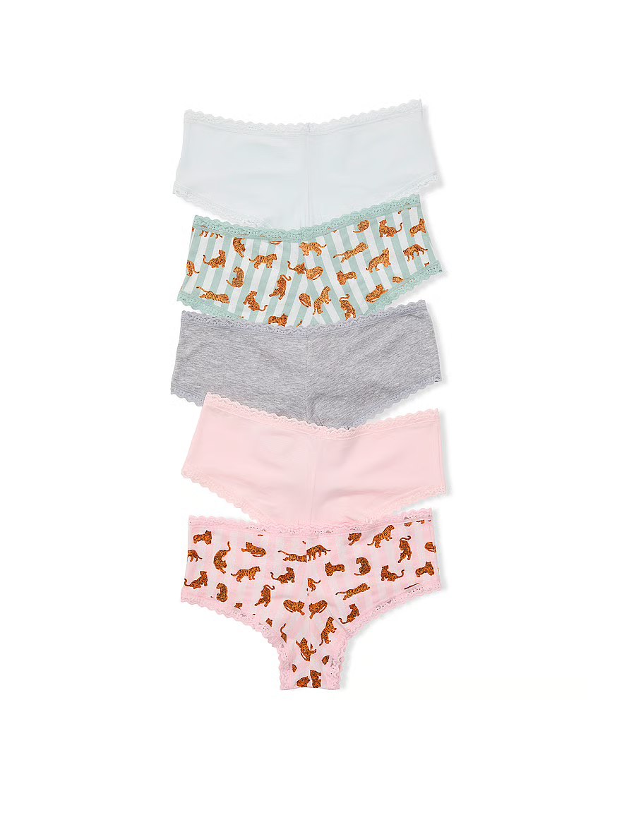 Victoria's Secret 5-Pack Cotton Lace-Trim Cheeky Panties