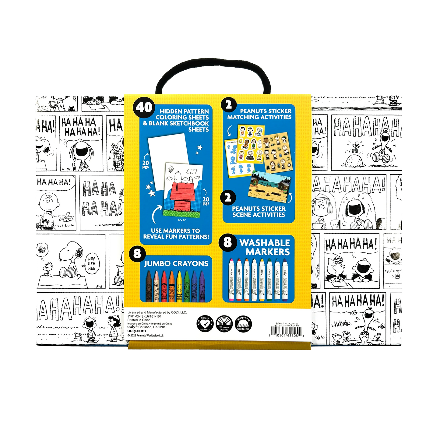 Ooly X Peanuts 60 PC Coloring Activity & Sticker Book in a Travel Box Snoopy