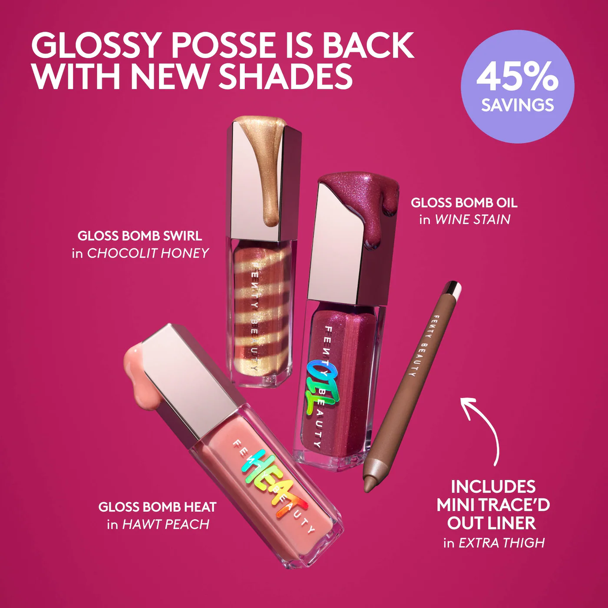 Fenty Beauty by Rihanna Glossy Posse IX 4-Piece Lip Makeup Gift Set