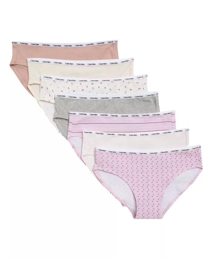 Calvin Klein Girls' Floral Heart Stripe Cotton-Stretch Bikinis