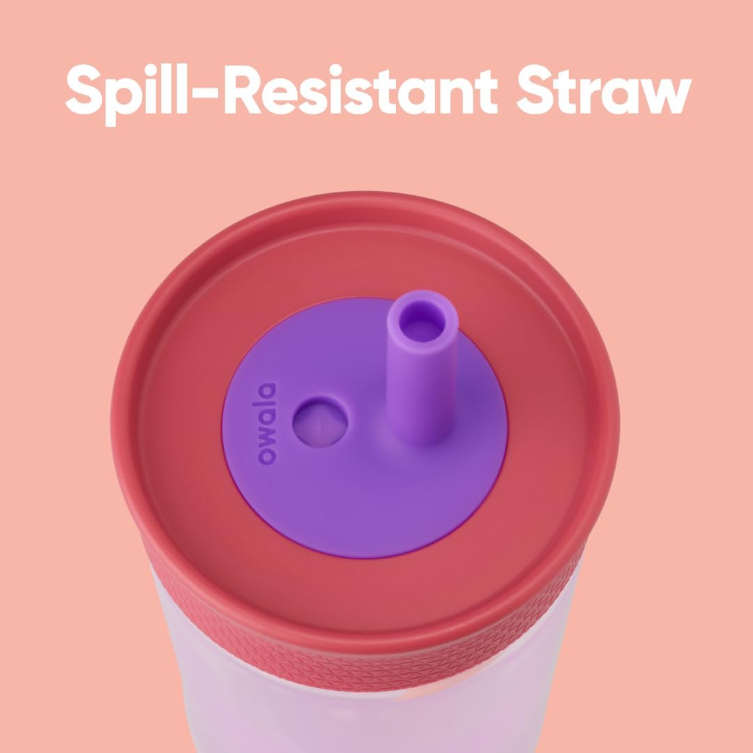 Owala Tumbler Kids Plastic Water Bottle 15 oz Lilac Rocket | Spill-Resistant Lid