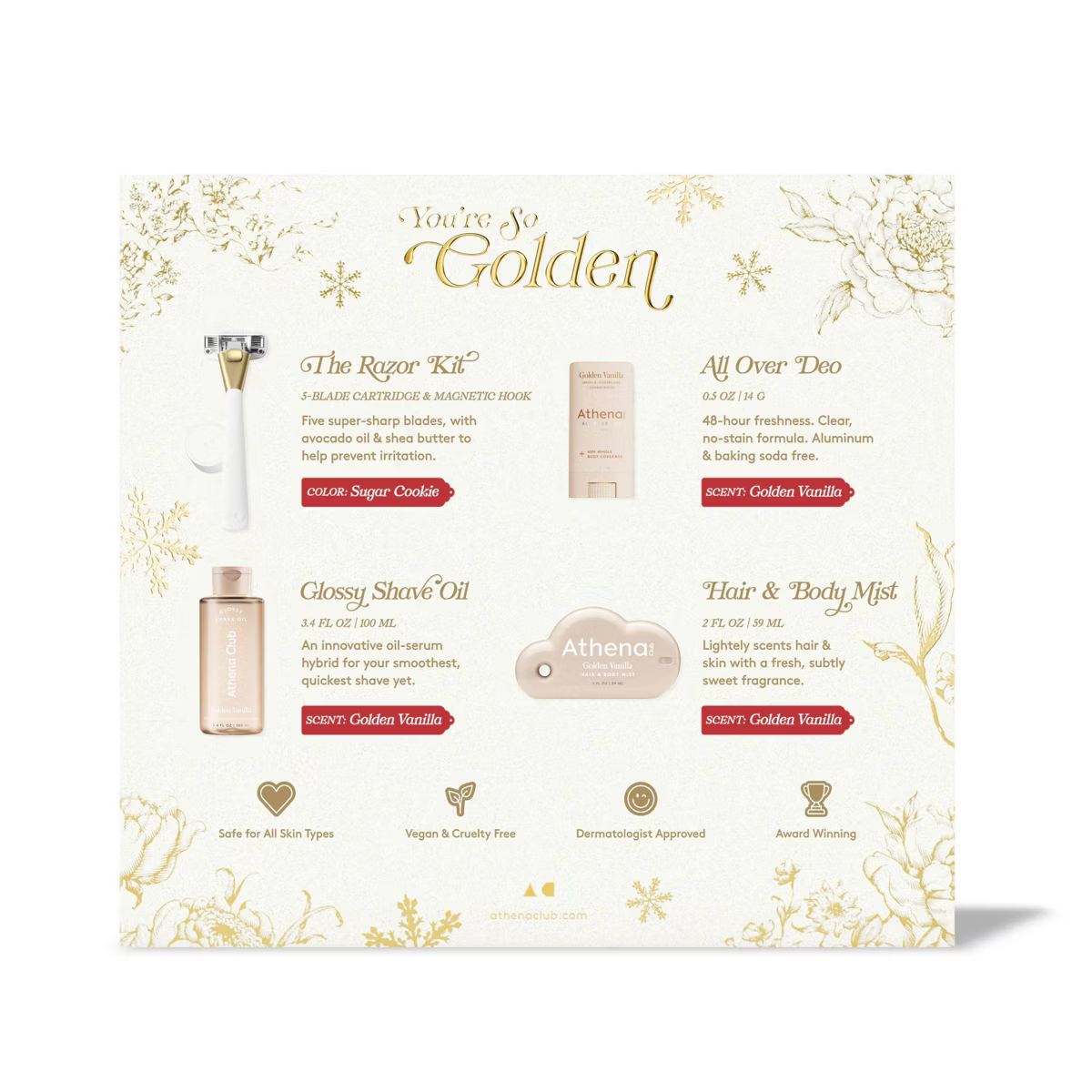 Athena Club Holiday Gift Set with New Hair & Body Mist - 4ct