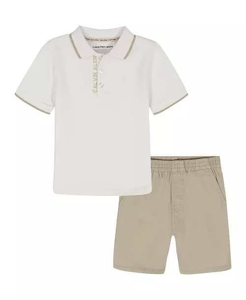 Set Short y Camisa tipo Polo Calvin Klein para Niño