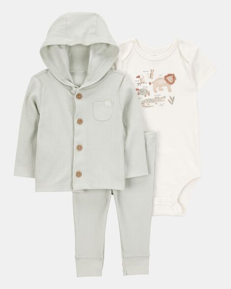 Carter's Baby Boys Little Character Set® Hooded Cardigan, Lion Bodysuit & Pants 3 Piece Set