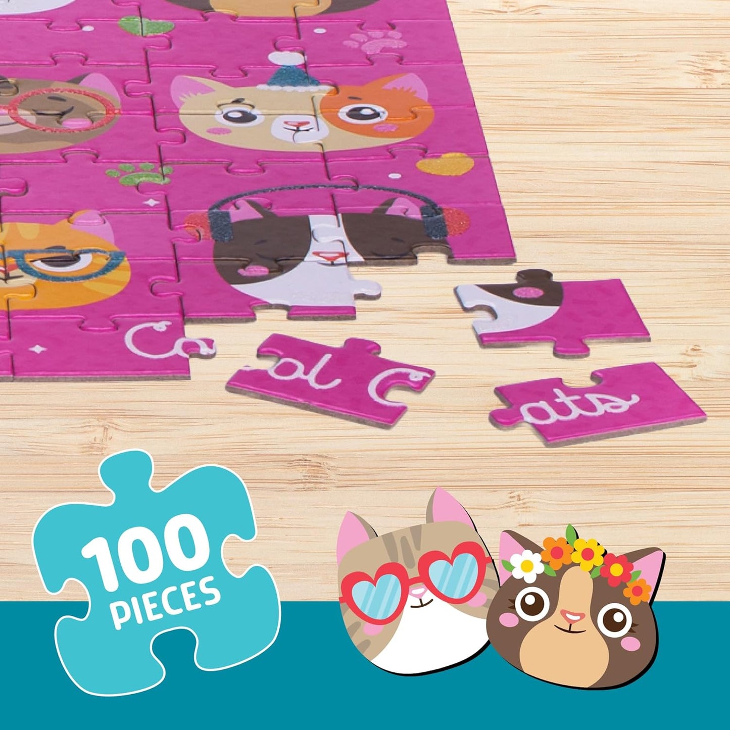 Chuckle & Roar Educational Jigsaw 100 PC Puzzle Cool Cats Edition