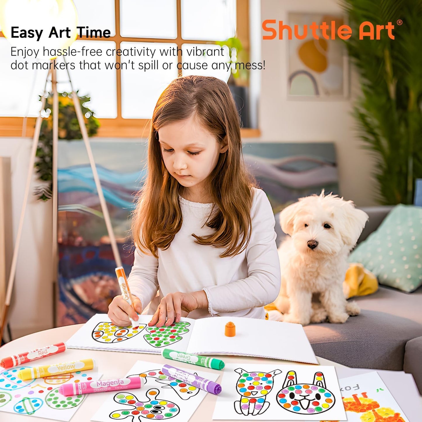 Shuttle Art Dot Markers, 12 Colors Washable Markers