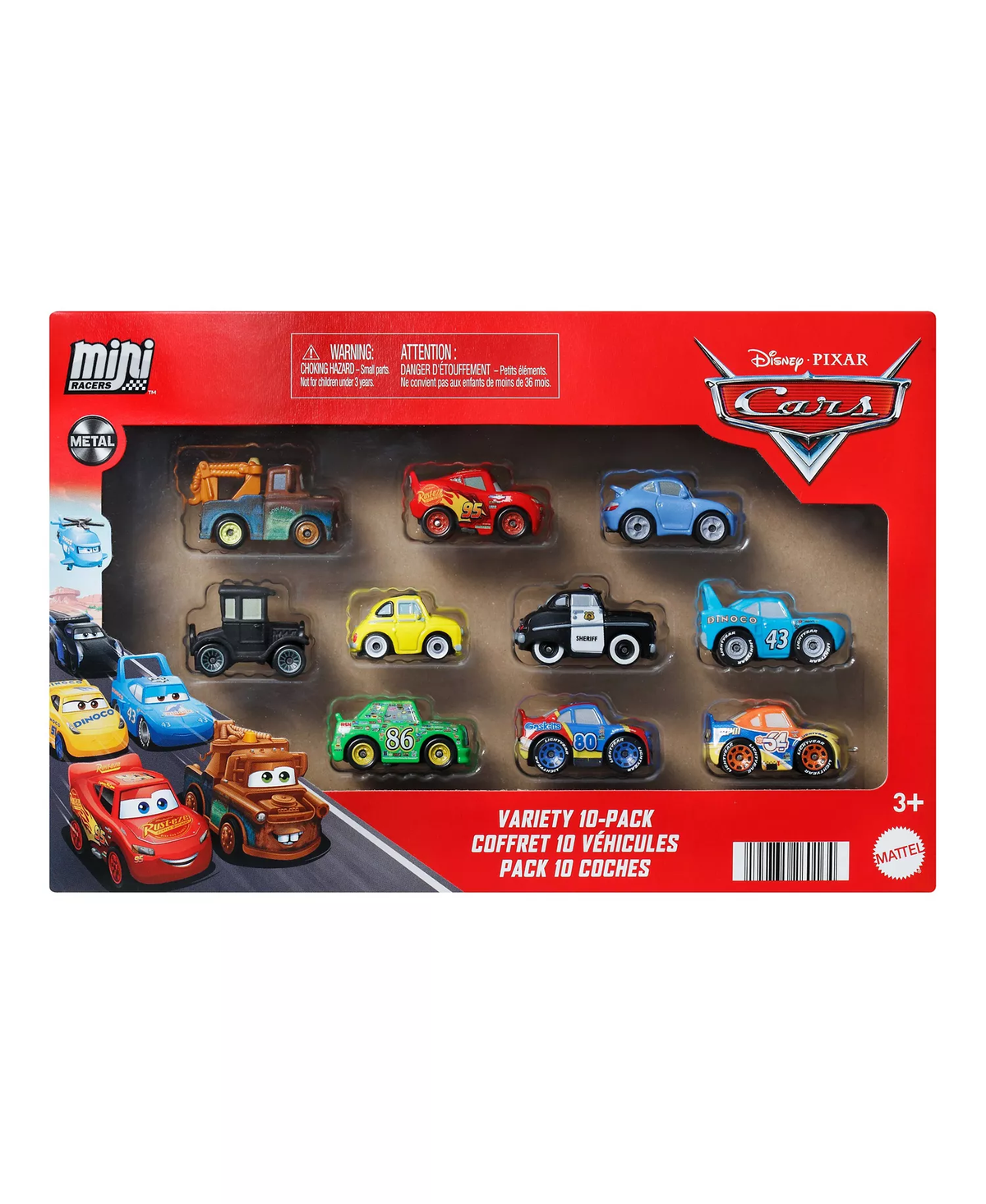 Cars Disney and Pixar Mini Racers Toy Vehicles, 10-Pack