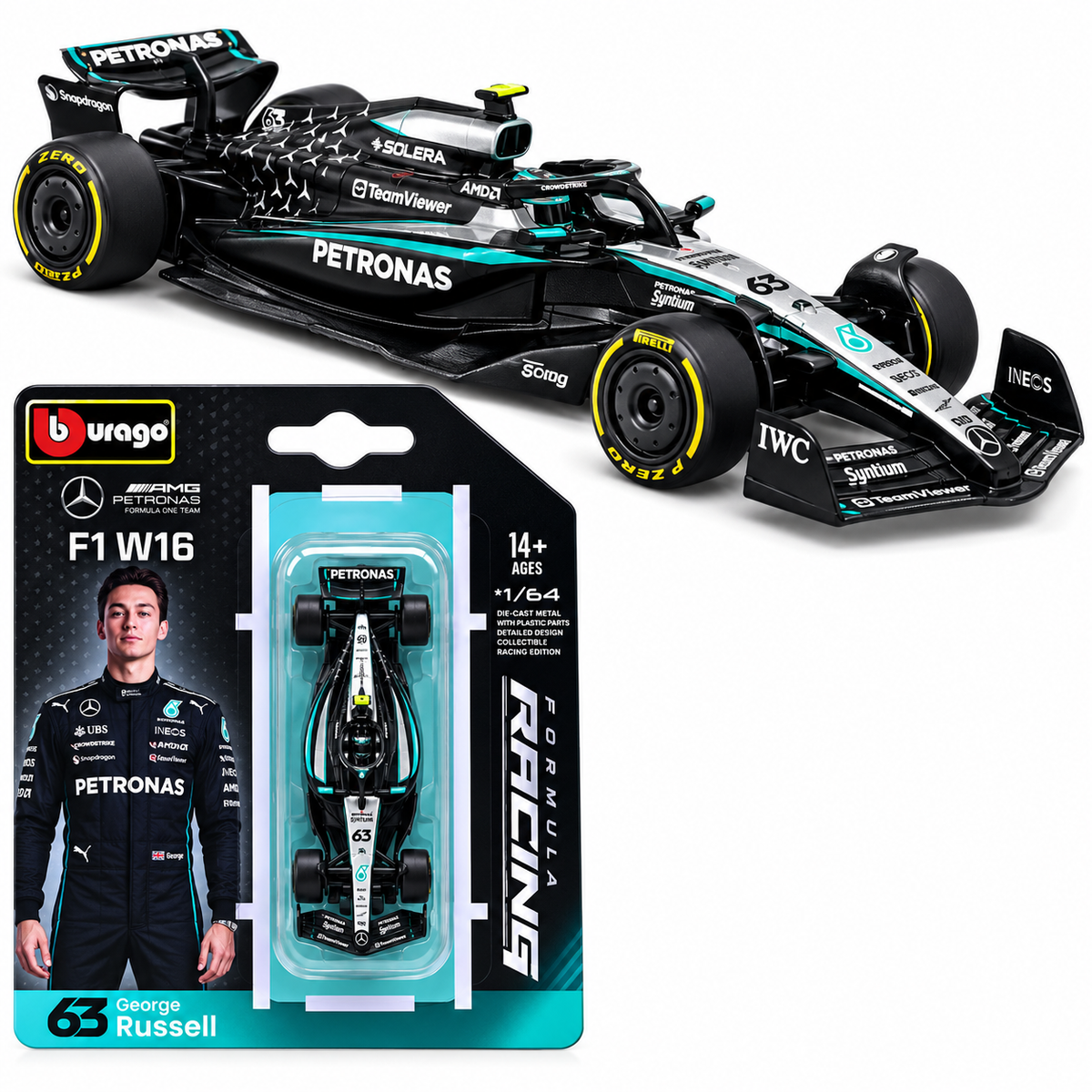 Auto Coleccionable 1:64 F1W16 Mercedes George Russell