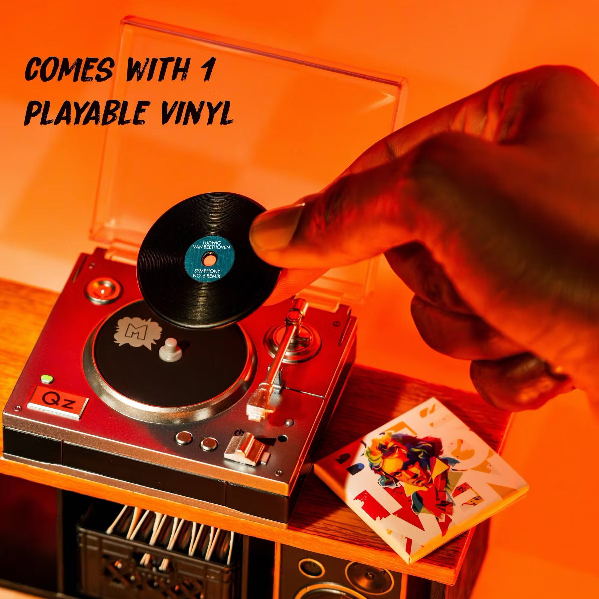 MGA's Miniverse Real Music Record Player Mini Collectibles Mini Playable Record Player Featuring Beethoven
