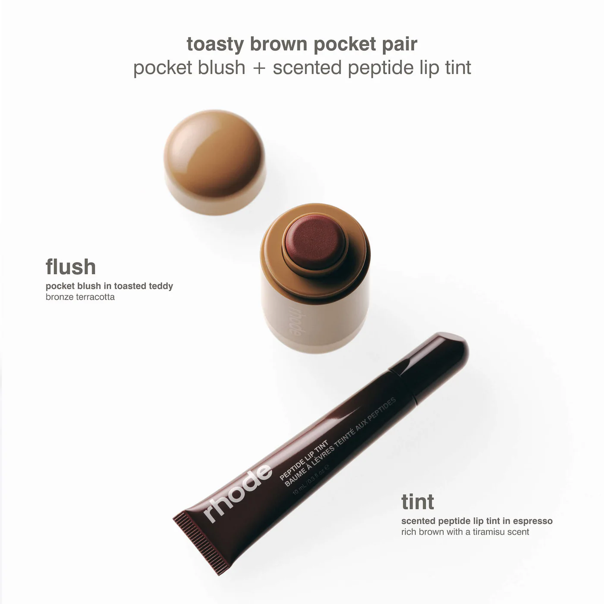 rhode Pocket Pair Limited Edition Lip + Cheek Set toasted teddy + espresso - a toasty brown pair