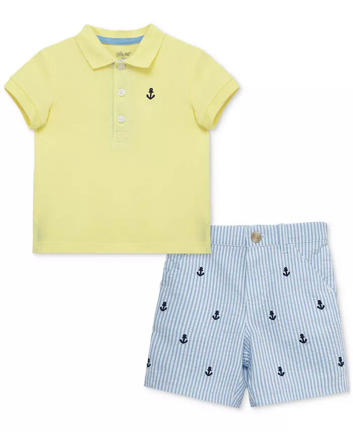 Little Me Baby Boys 2-Pc. Cotton Anchor Polo Shirt & Shorts Set