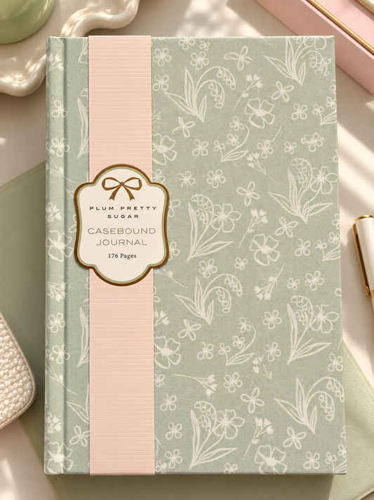 Libreta Journal Verde Menta Floral