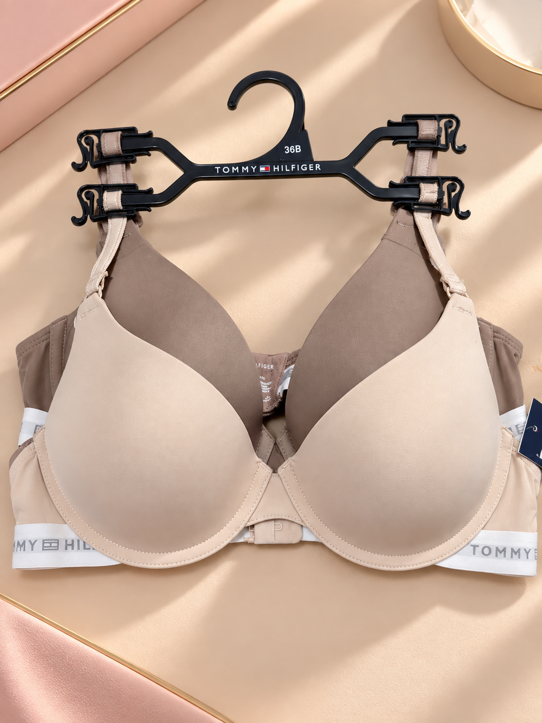 Bra 2pk Tommy Hilfiger Beige y Café