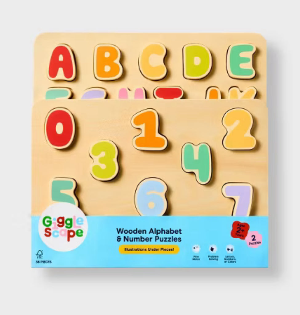 GiggleScape Wooden Alphabet & Number Puzzle