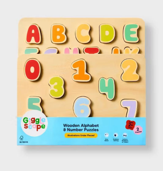 GiggleScape Wooden Alphabet & Number Puzzle
