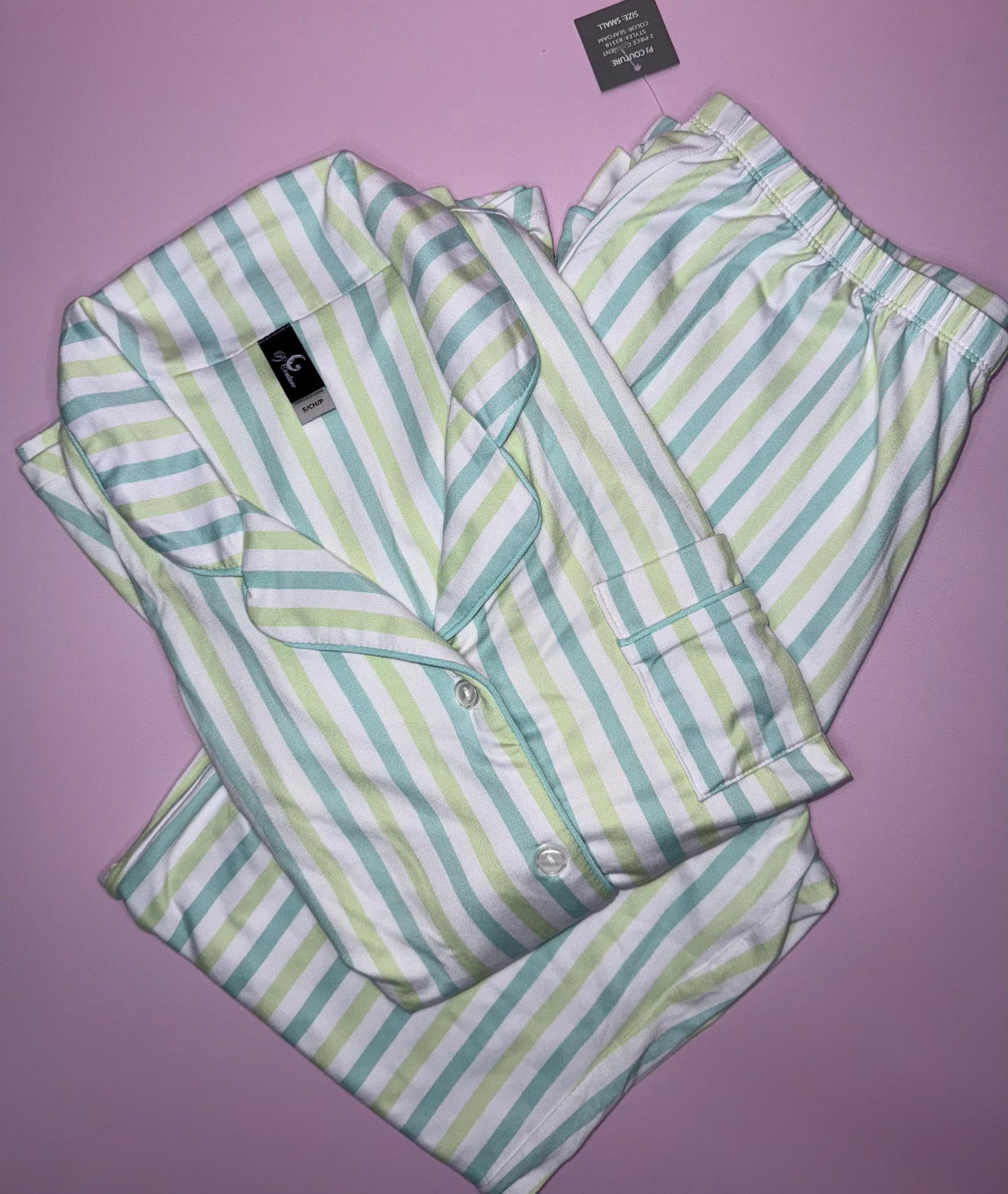 Pijama Rayas Verde Aqua💚🩵