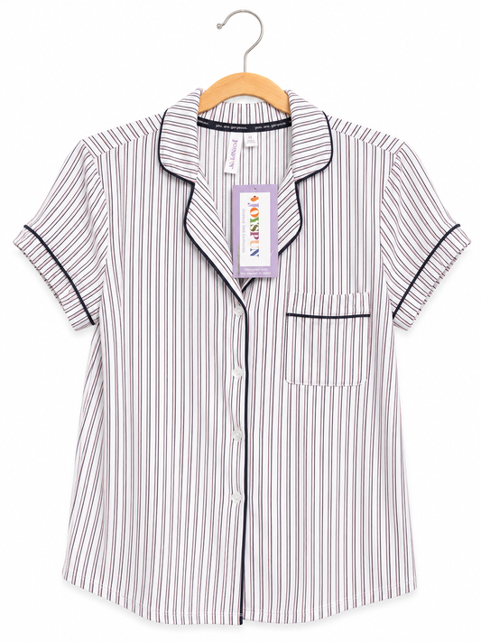 Pijama de Pantalón Rayas Rosado y Gris