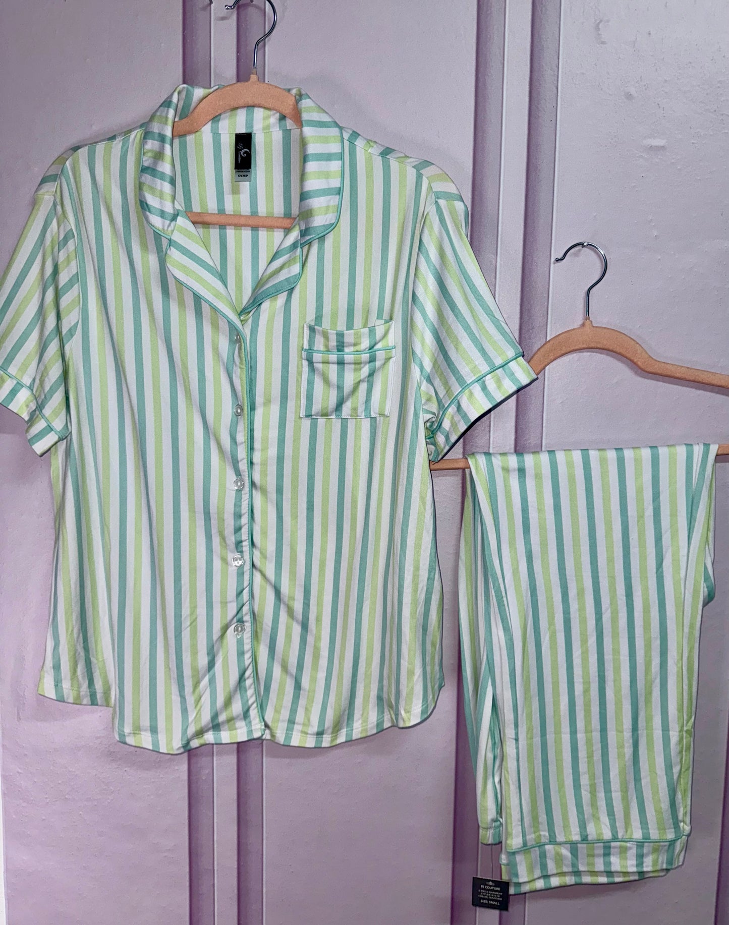 Pijama Rayas Verde Aqua💚🩵