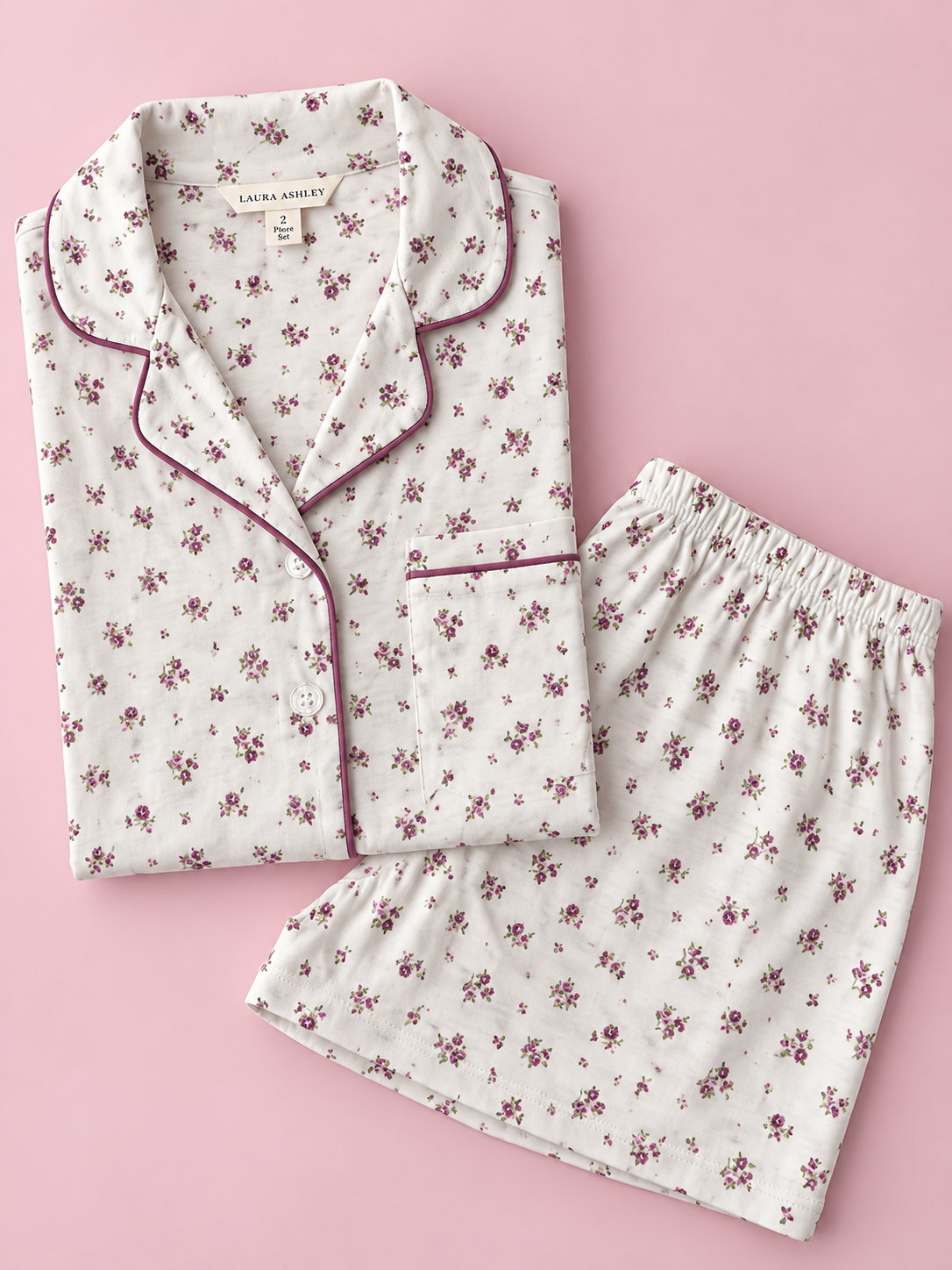 Pijama de Short Blanca con Flores