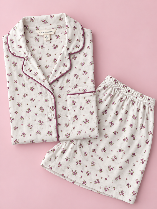Pijama de Short Blanca con Flores