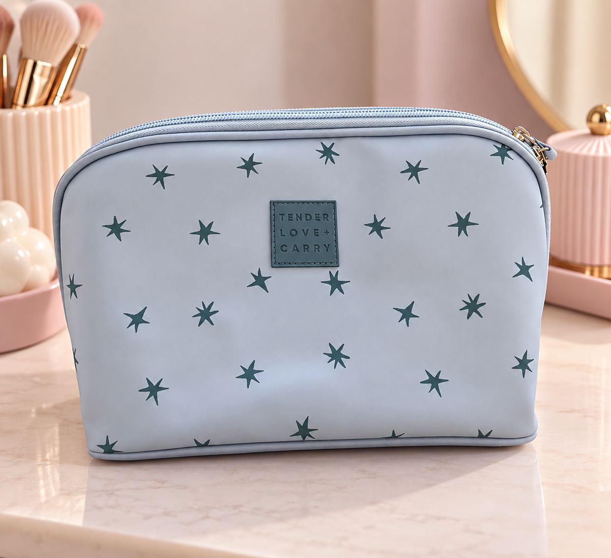 Cosmetiquera Celeste y Estrellas
