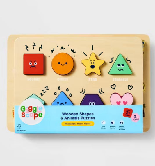 GiggleScape Wooden Shapes & Animals Puzzles⚡️