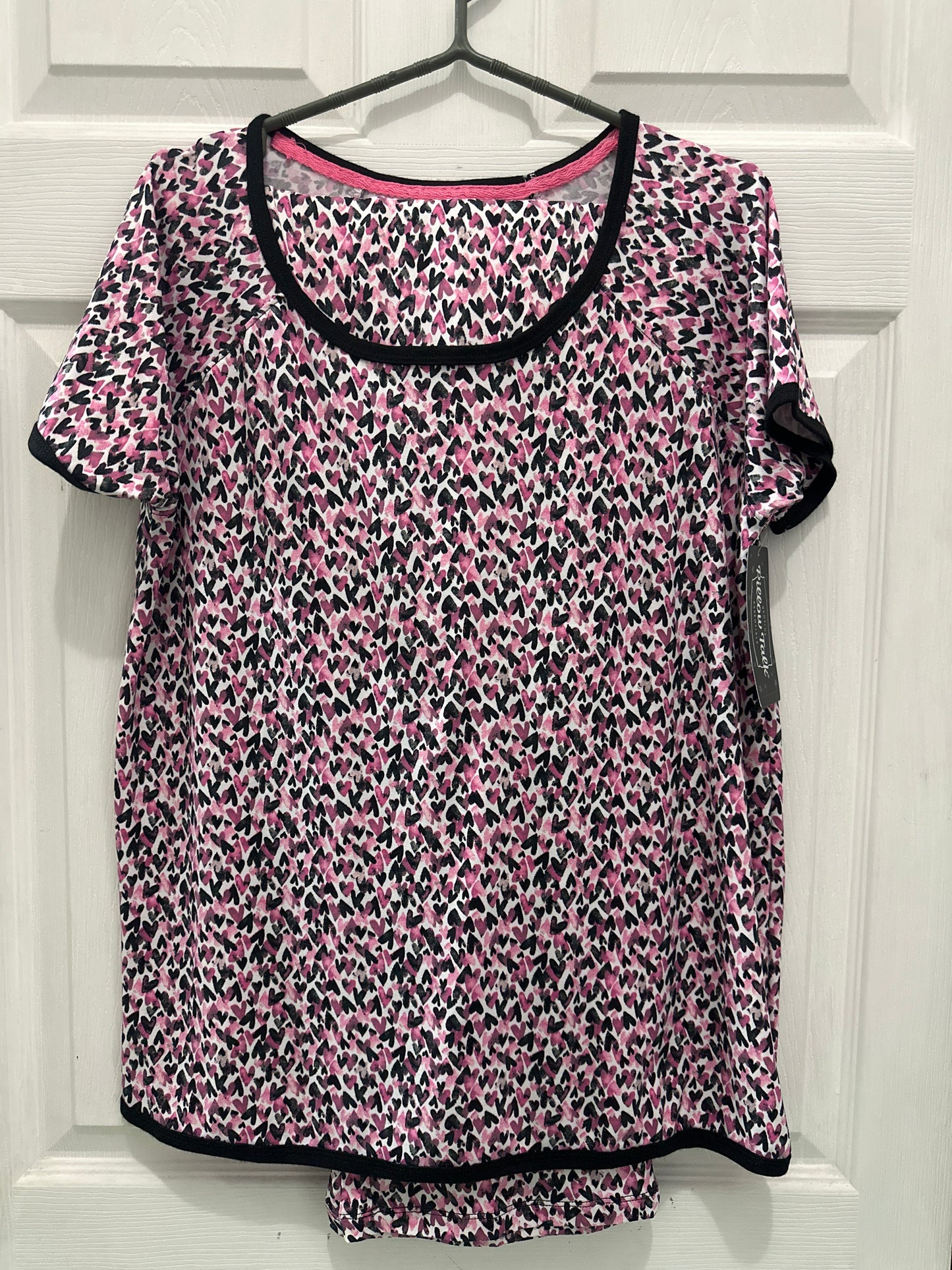 Pijama de Pantalón Corazónes Negros y Rosado