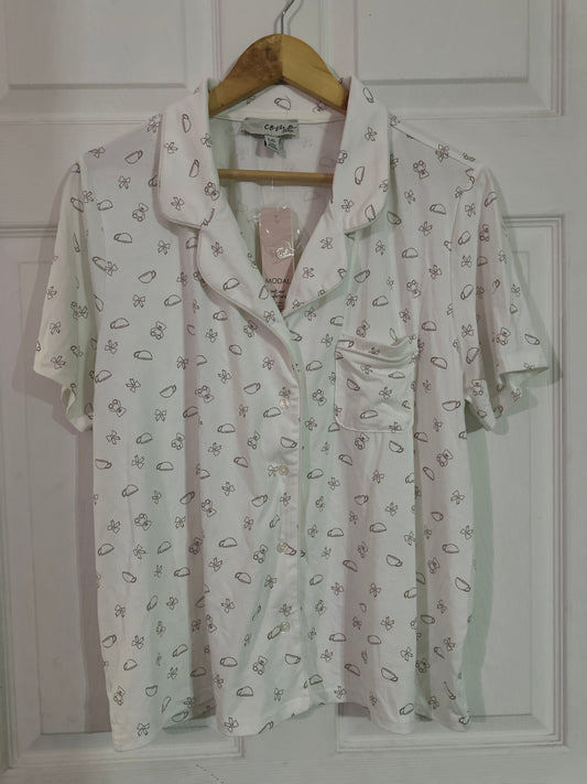 Pijama de Short Blanca con Osos,Chongas y Tazas Como